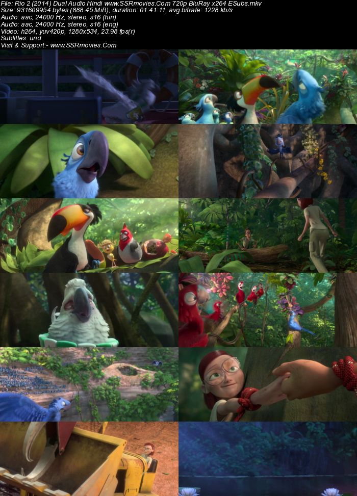 Rio 2 (2014) Dual Audio Hindi 720p BluRay x264 850MB ESubs Movie Download