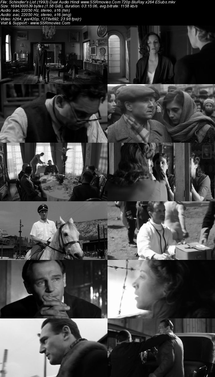 Schindler's List (1993) Dual Audio Hindi 720p BluRay x264 1.6GB ESubs Movie Download