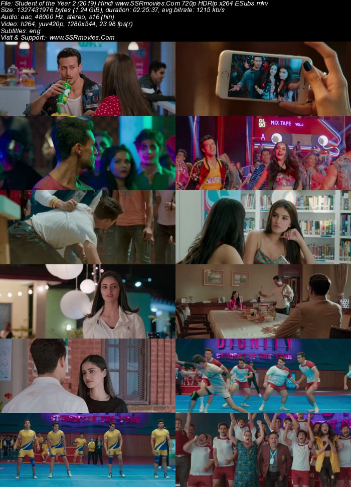 Student of the Year 2 (2019) Hindi 480p HDRip x264 450MB ESubs Movie Download