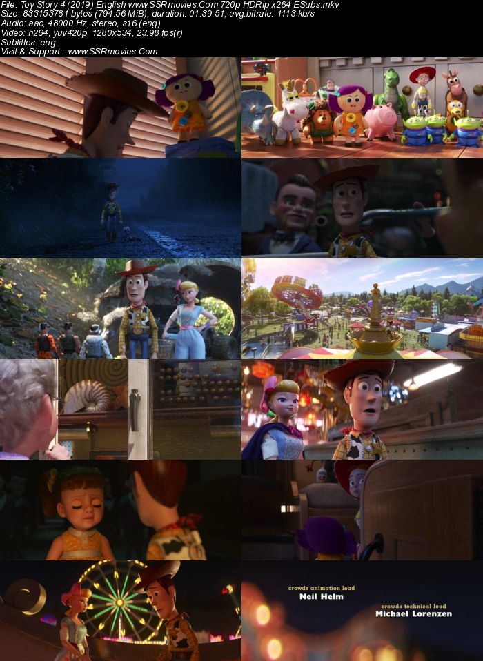 Toy Story 4 (2019) English 720p HDRip x264 800MB ESubs Movie Download