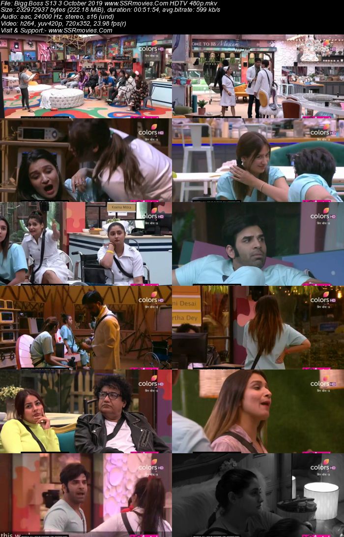 Bigg Boss S13 3 October 2019 HDTV 720p 480p x264 200MB Download