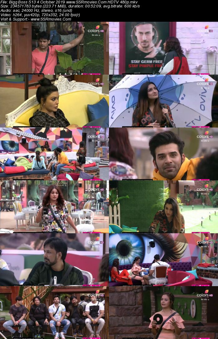 Bigg Boss S13 4 October 2019 HDTV 720p 480p x264 200MB Download