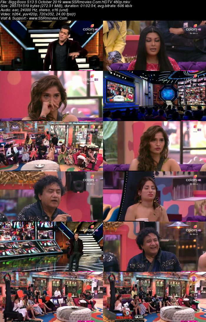 Bigg Boss S13 5 October 2019 HDTV 720p 480p x264 250MB Download