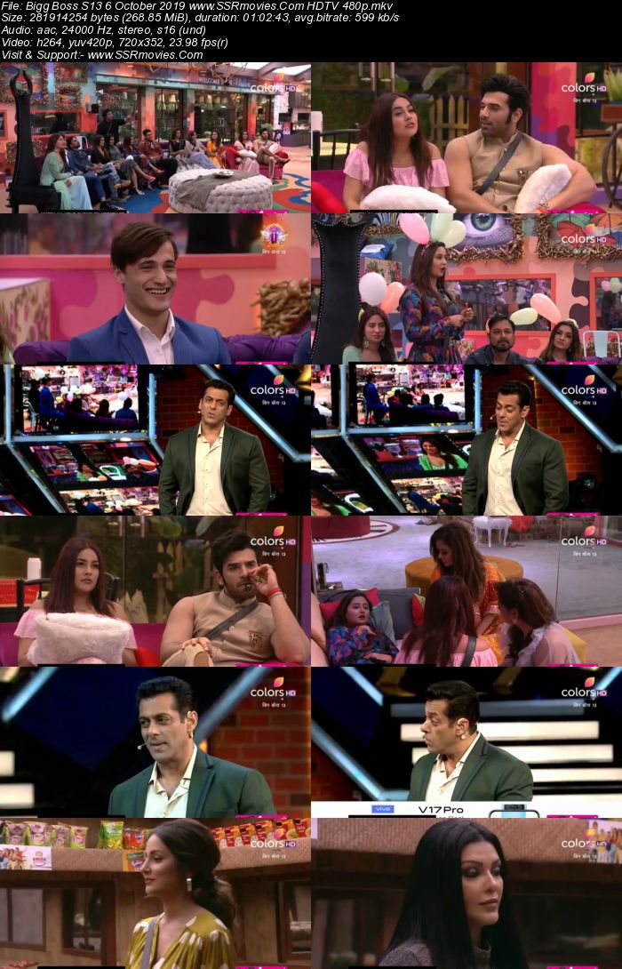 Bigg Boss S13 6 October 2019 HDTV 720p 480p x264 250MB Download