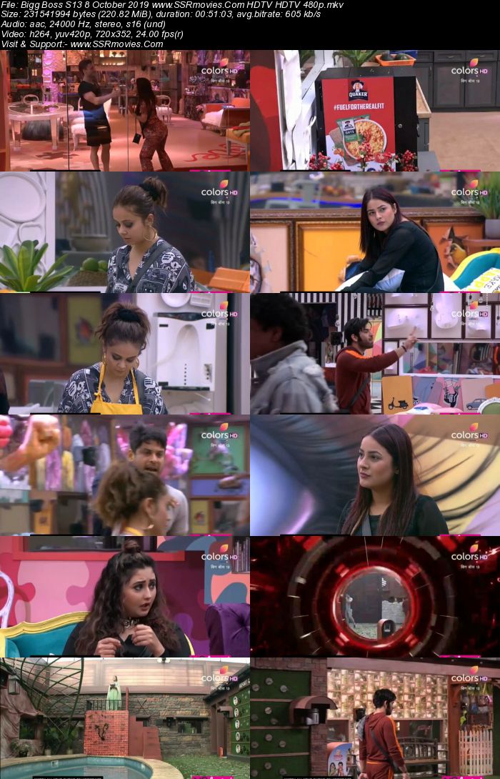 Bigg Boss S13 8 October 2019 HDTV 720p 480p x264 250MB Download