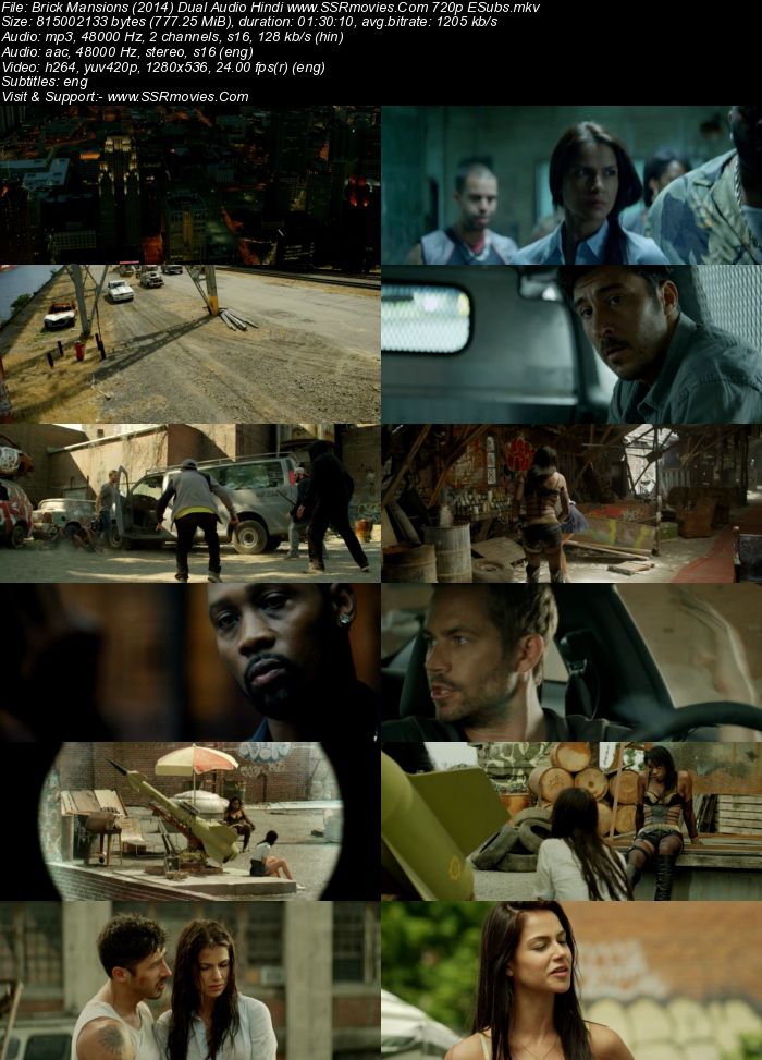 Brick Mansions (2014) Dual Audio Hindi 720p BluRay x264 750MB ESubs Movie Download