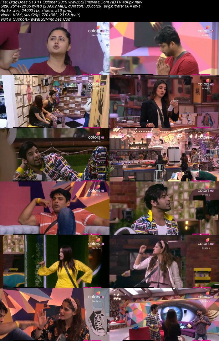 Bigg Boss S13 11 October 2019 HDTV 720p 480p x264 200MB Download