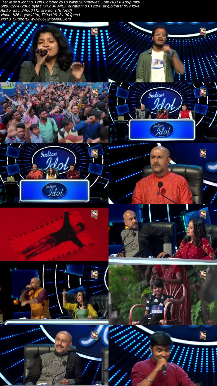 Indian Idol S11 12th October 2018 HDTV 480p x264 300MB Download