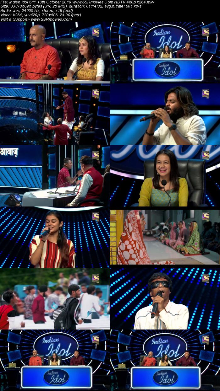 Indian Idol S11 13 October 2018 HDTV 480p x264 300MB Download