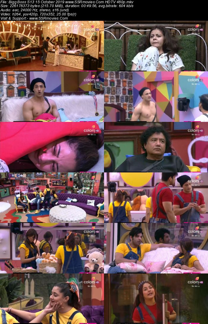 Bigg Boss S13 15 October 2019 HDTV 720p 480p x264 200MB Download