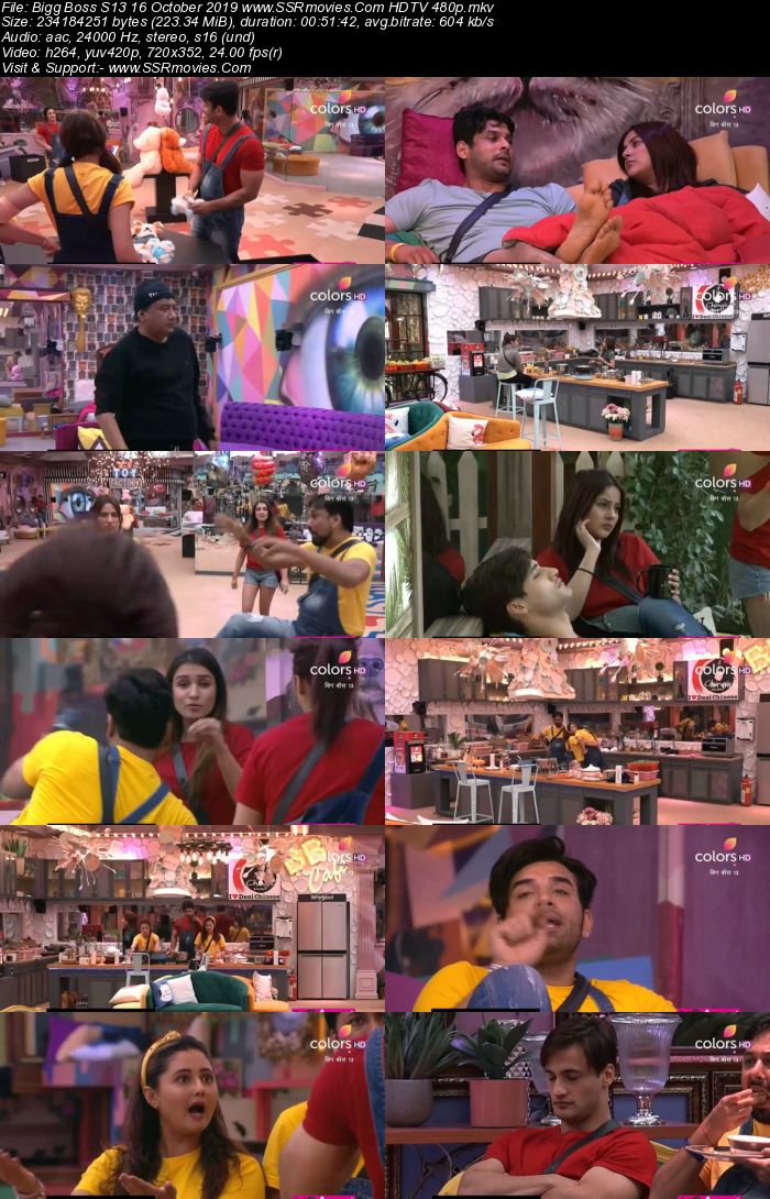 Bigg Boss S13 16 October 2019 HDTV 720p 480p x264 200MB Download