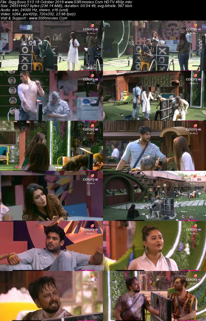 Bigg Boss S13 18 October 2019 HDTV 720p 480p x264 200MB Download