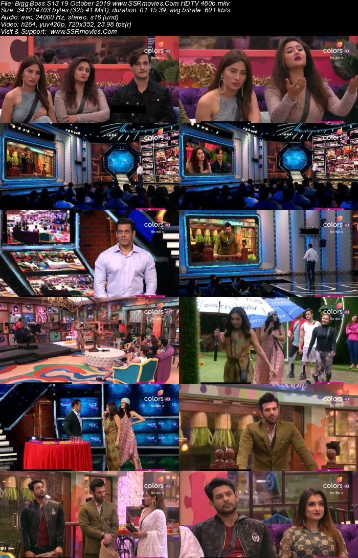 Bigg Boss S13 19 October 2019 HDTV 720p 480p x264 200MB Download