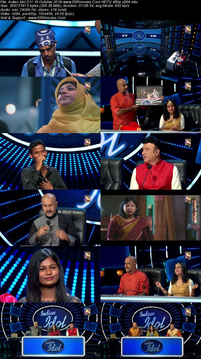 Indian Idol S11 19 October 2018 HDTV 480p x264 300MB Download