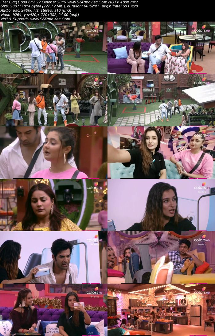 Bigg Boss S13 22 October 2019 HDTV 720p 480p 200MB Download