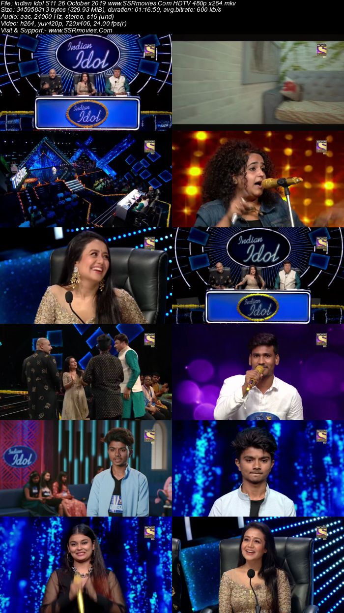 Indian Idol S11 26 October 2018 HDTV 480p x264 300MB Download