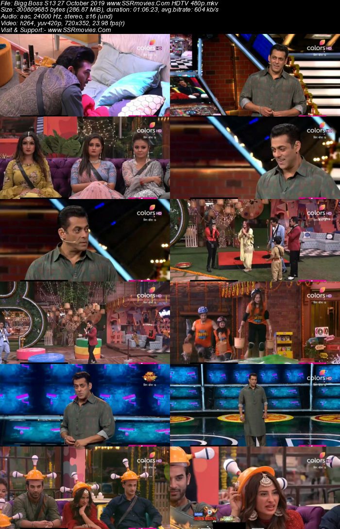 Bigg Boss S13 27 October 2019 HDTV 720p 480p 200MB Download