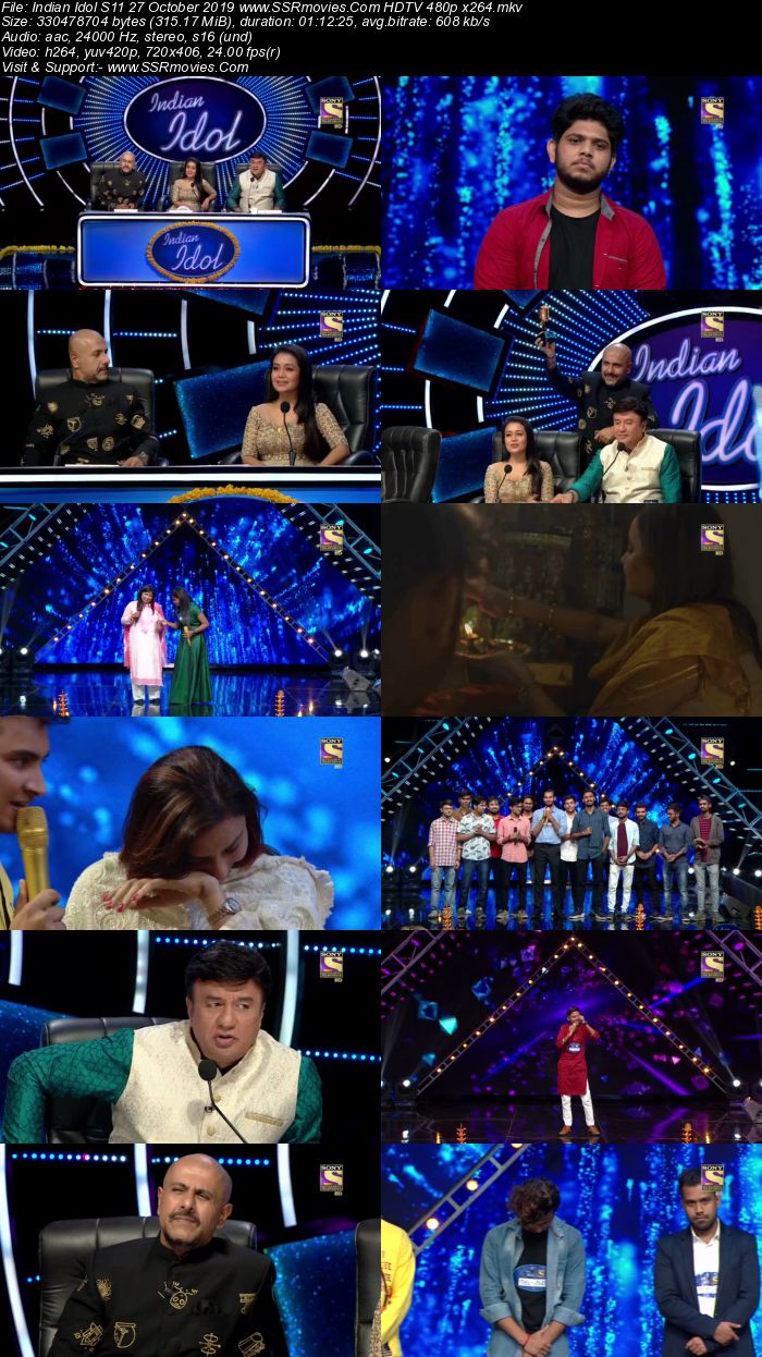 Indian Idol S11 27 October 2018 HDTV 480p x264 300MB Download