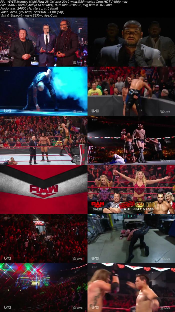 WWE Monday Night Raw 28 October 2019 Full Show Download HDTV WEBRip 480p 720p