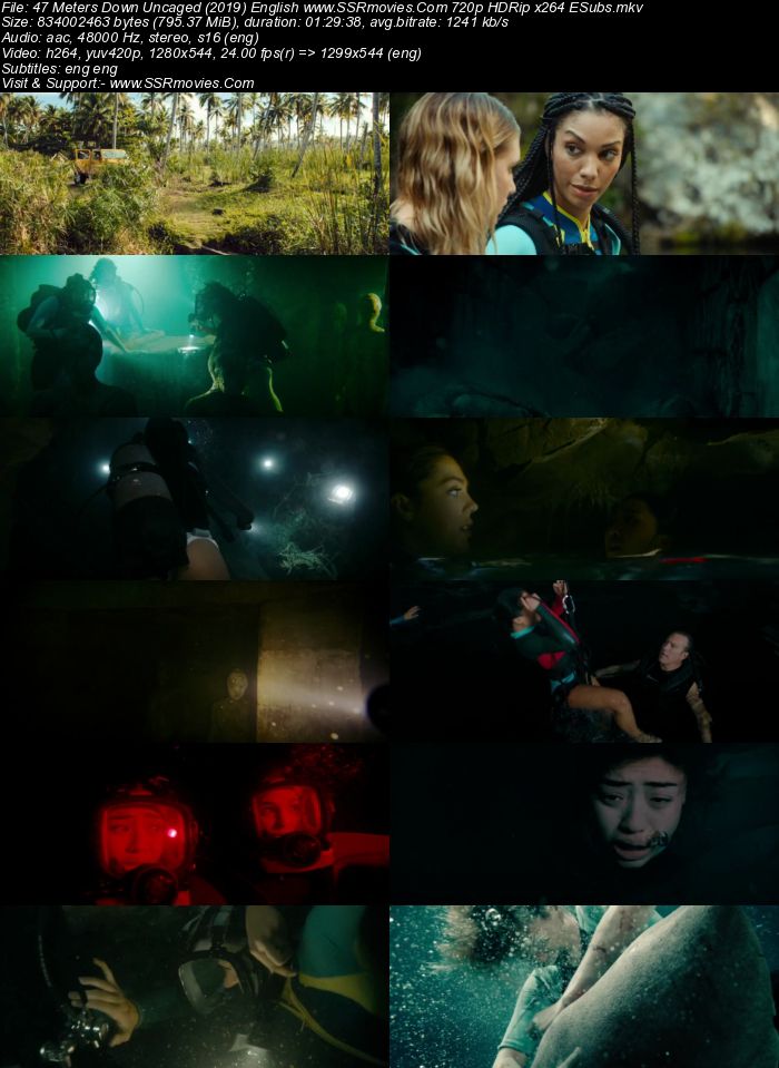 47 Meters Down Uncaged (2019) English 480p HDRip 250MB ESubs Movie Download 47 Meters Down Uncaged (2019) English 480p HDRip 250MB ESubs Movie Download