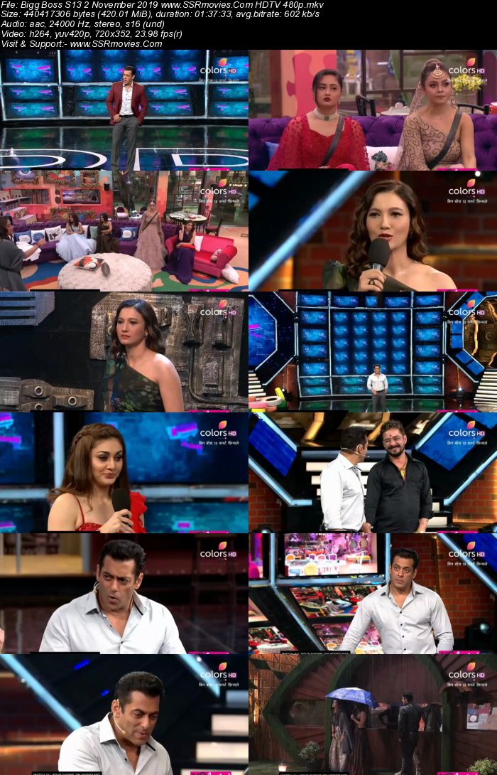 Bigg Boss S13 2 November 2019 HDTV 720p 480p 200MB Download