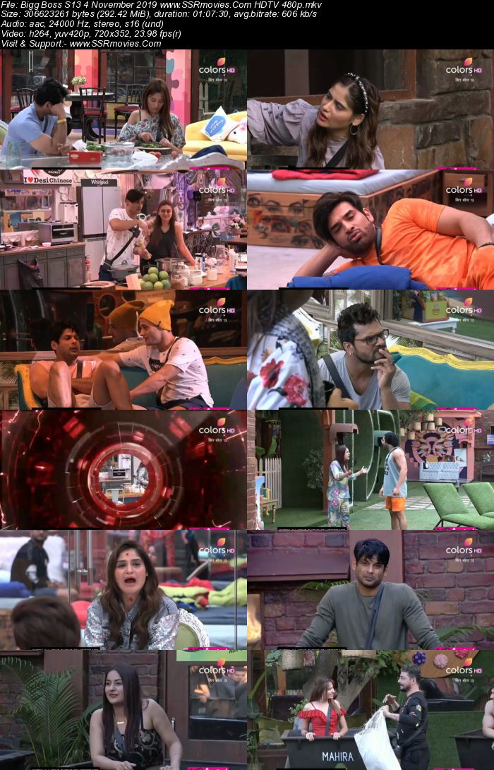 Bigg Boss S13 4 November 2019 HDTV 720p 480p 200MB Download