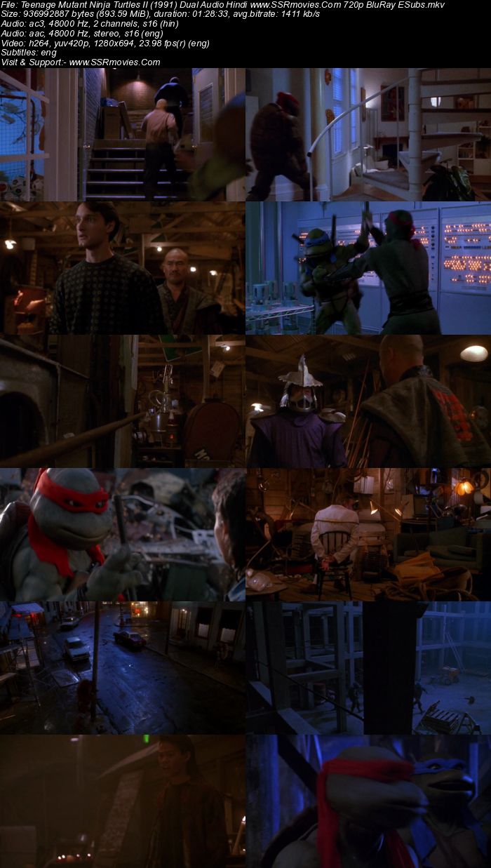 Teenage Mutant Ninja Turtles II (1991) Dual Audio Hindi 480p BluRay x264 300MB Movie Download