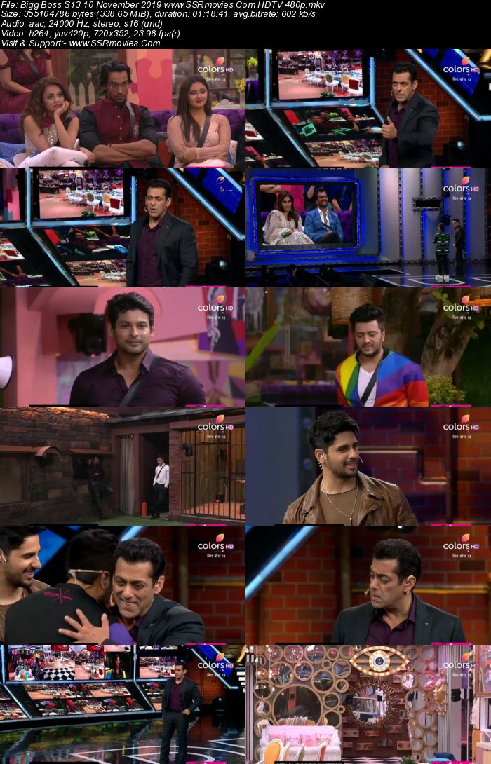 Bigg Boss S13 10 November 2019 HDTV 720p 480p 200MB Download