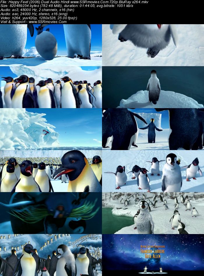 Happy Feet (2006) Dual Audio Hindi 720p BluRay x264 750MB Movie Download