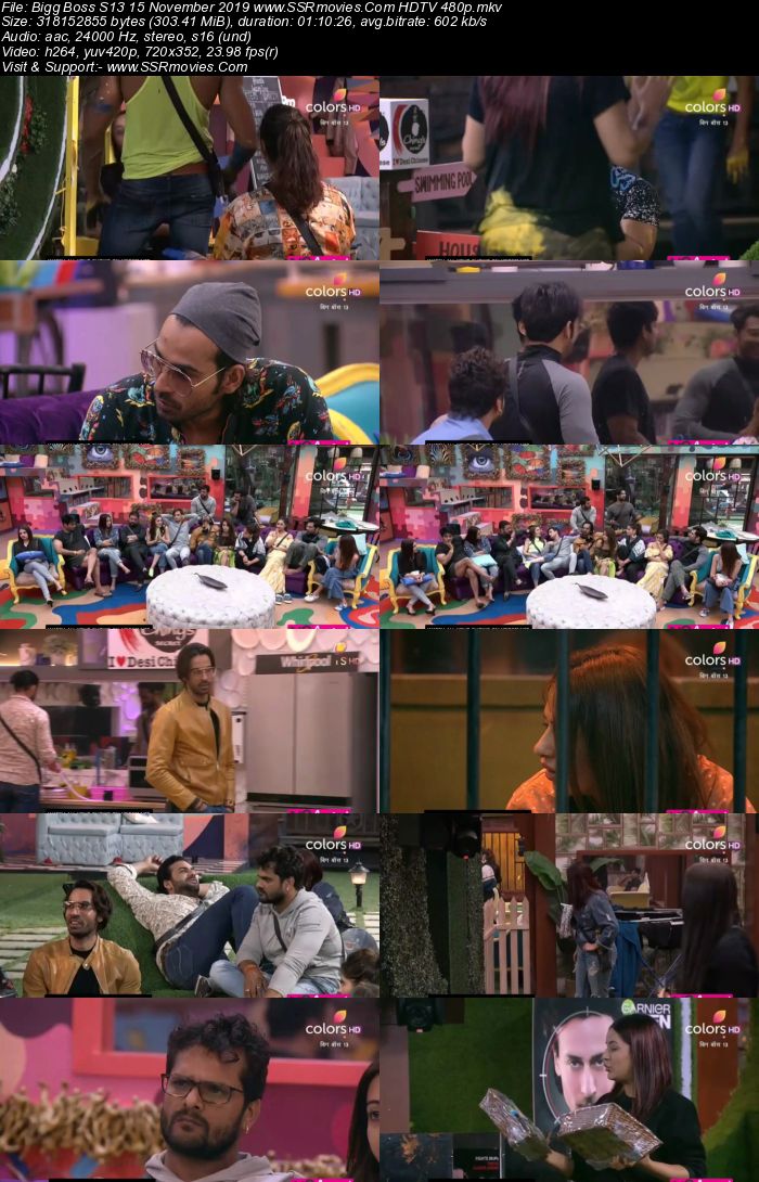 Bigg Boss S13 15 November 2019 HDTV 720p 480p 200MB Download