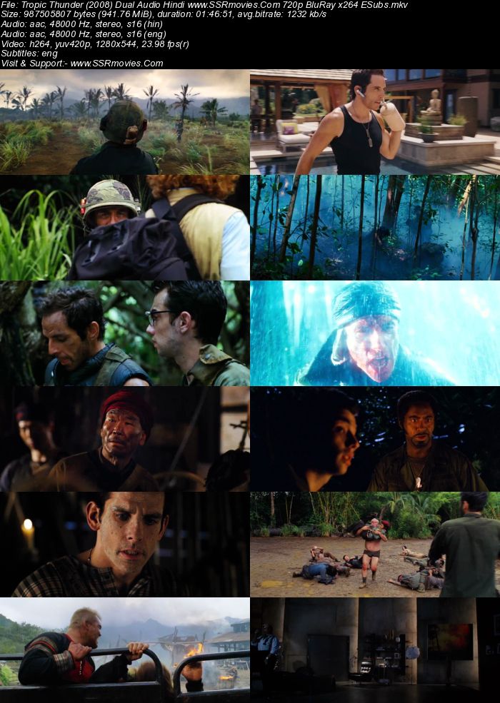 Tropic Thunder (2008) Dual Audio Hindi 720p BluRay x264 950MB Full Movie Download