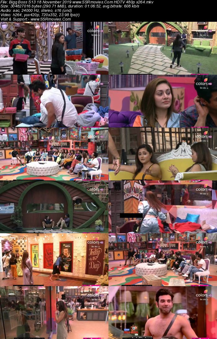 Bigg Boss S13 18 November 2019 HDTV 720p 480p 200MB Download