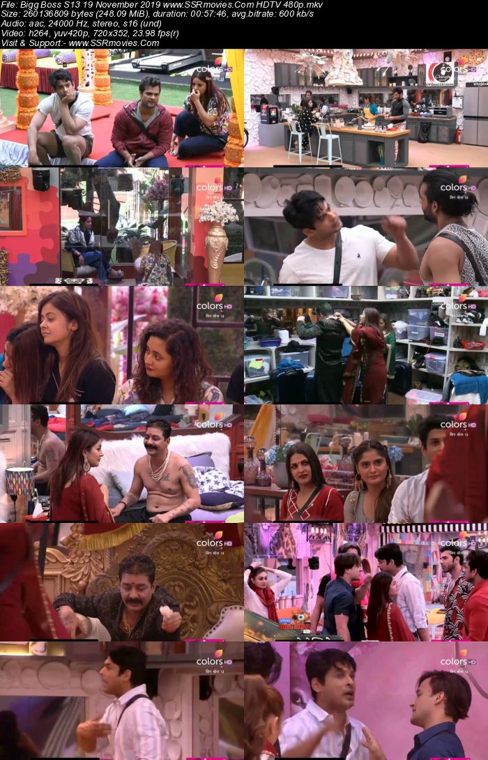 Bigg Boss S13 19 November 2019 HDTV 720p 480p 200MB Download