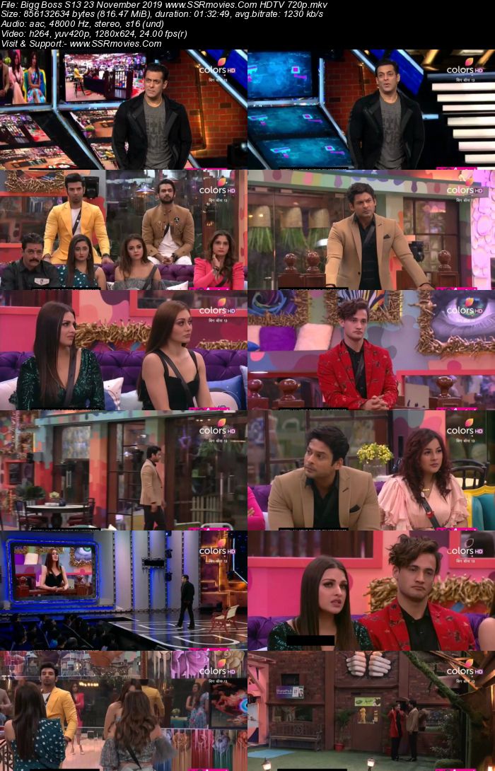 Bigg Boss S13 23 November 2019 HDTV 720p 480p 200MB Download