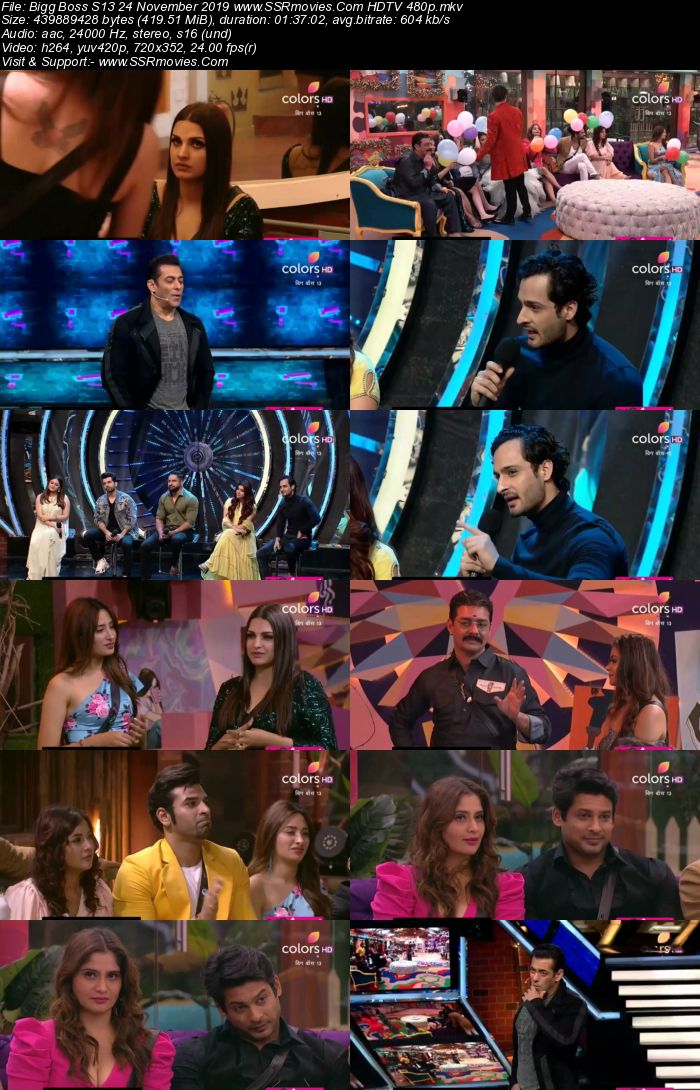 Bigg Boss S13 24 November 2019 HDTV 720p 480p 200MB Download