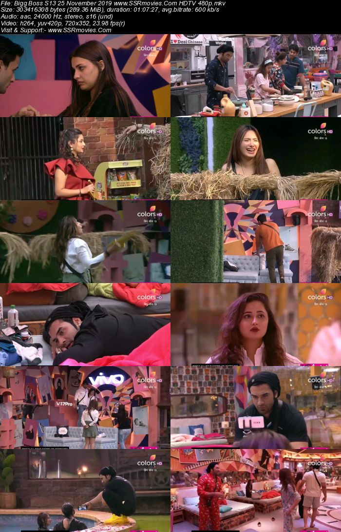 Bigg Boss S13 25 November 2019 HDTV 720p 480p 200MB Download