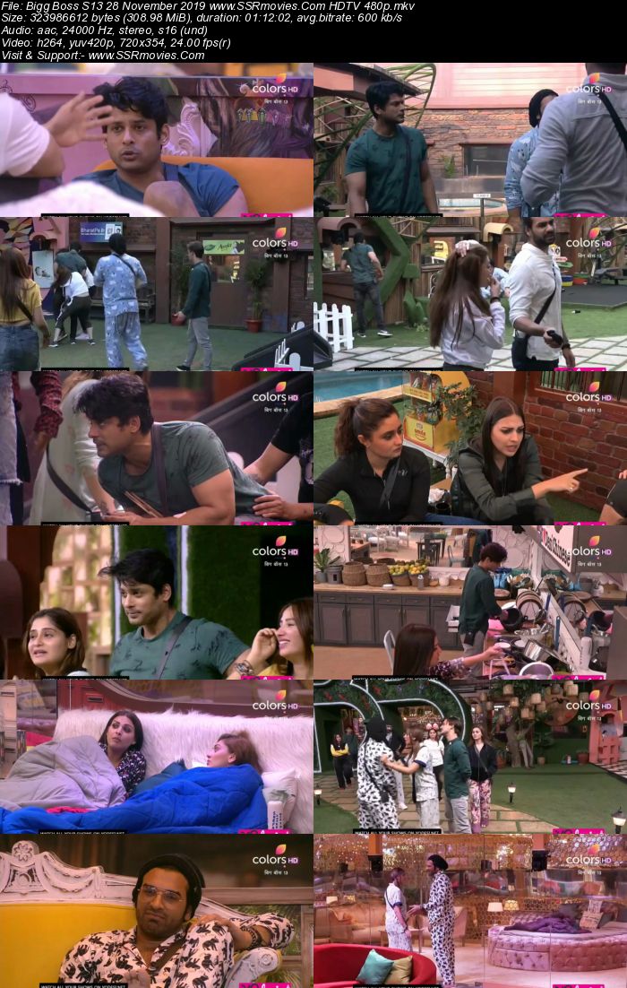 Bigg Boss S13 28 November 2019 HDTV 720p 480p 200MB Download