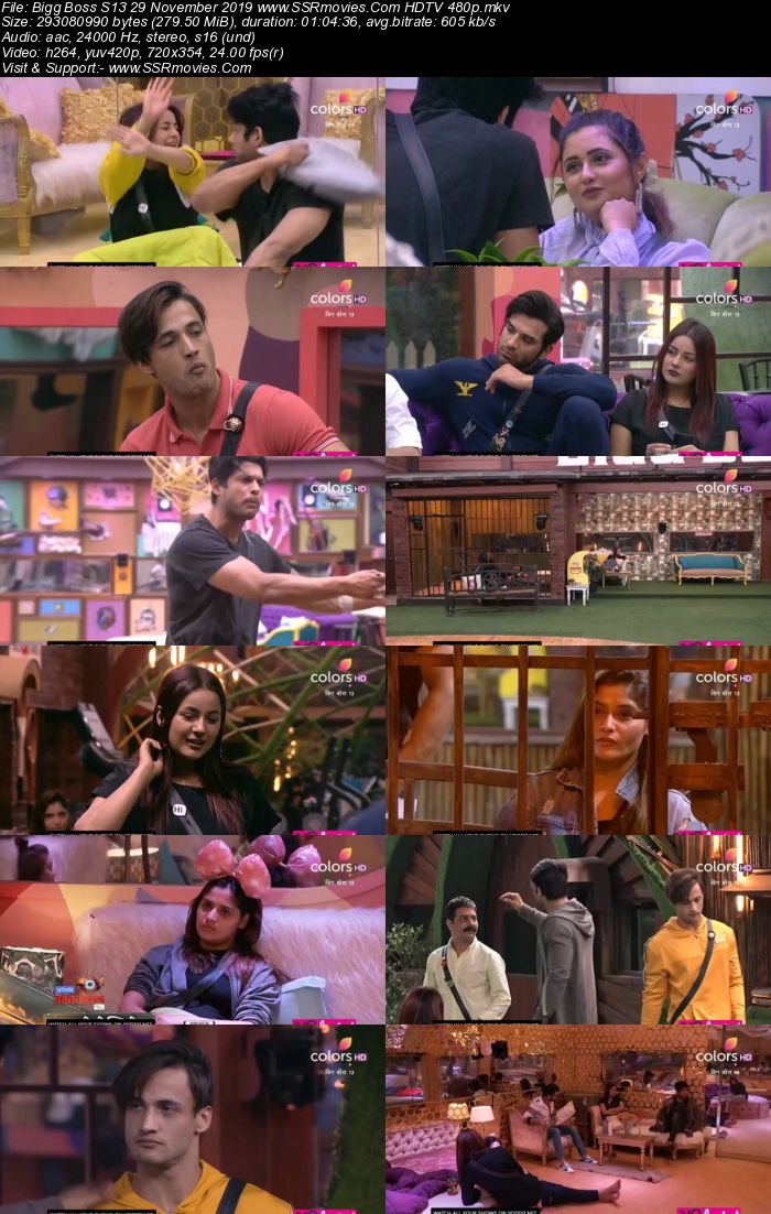 Bigg Boss S13 29 November 2019 HDTV 720p 480p 200MB Download