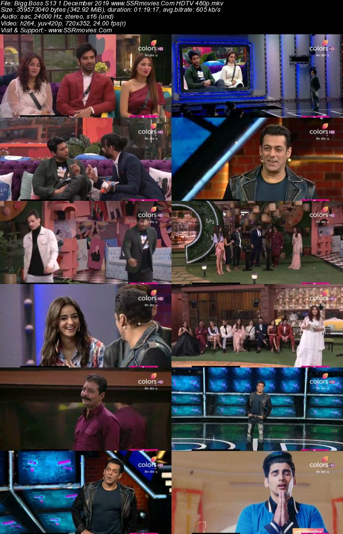 Bigg Boss S13 1 December 2019 HDTV 720p 480p 200MB Download