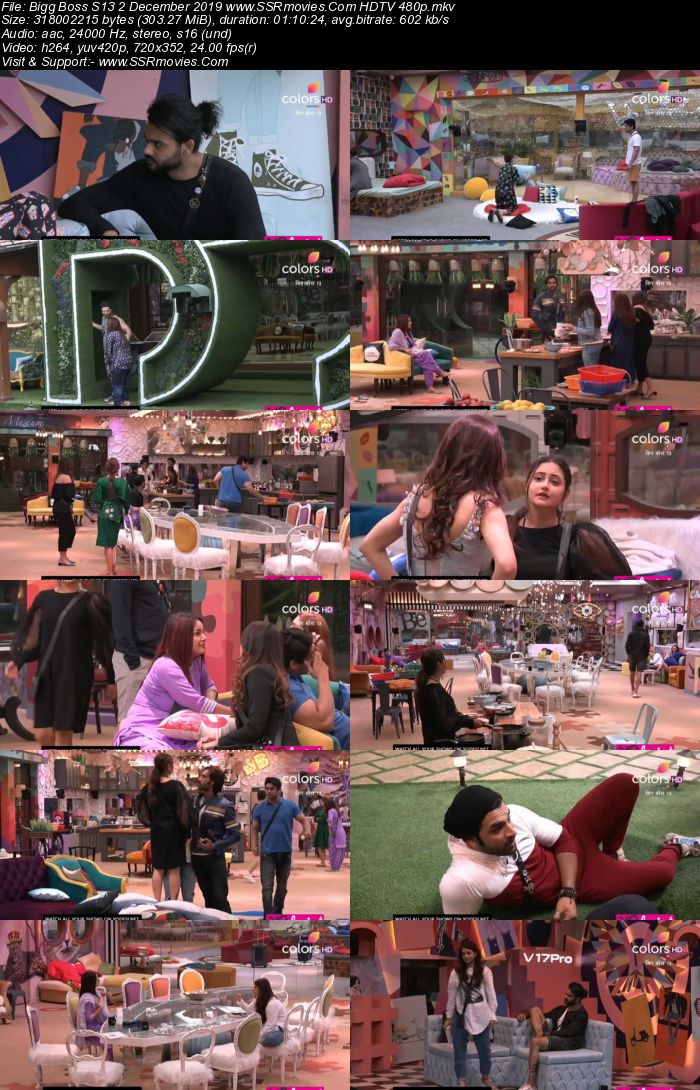 Bigg Boss S13 2 December 2019 HDTV 720p 480p 200MB Download