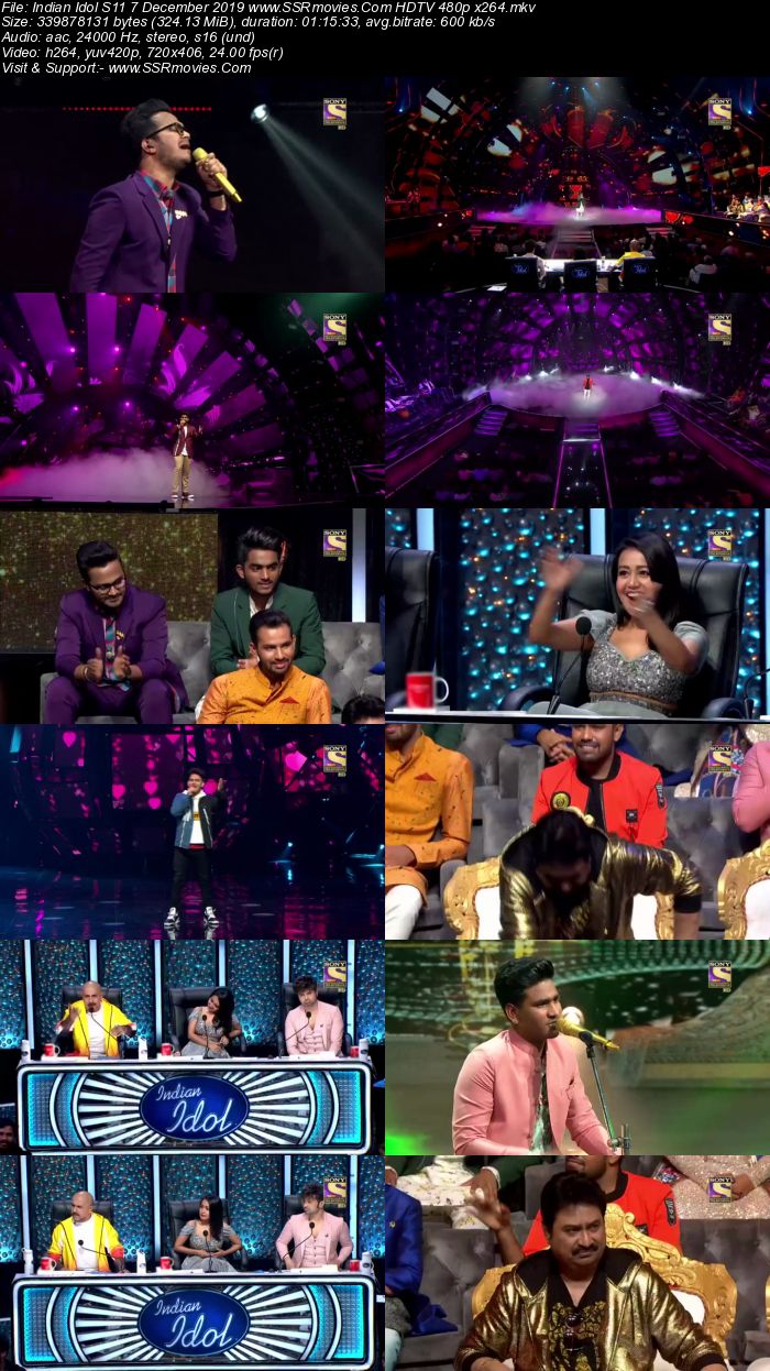 Indian Idol S11 7 December 2018 HDTV 480p x264 300MB Download