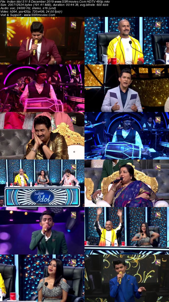 Indian Idol S11 8 December 2018 HDTV 480p x264 300MB Download