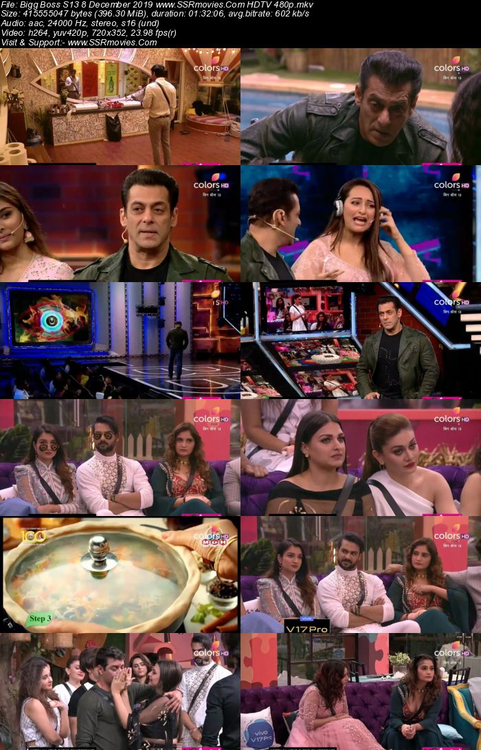 Bigg Boss S13 8 December 2019 HDTV 720p 480p 200MB Download