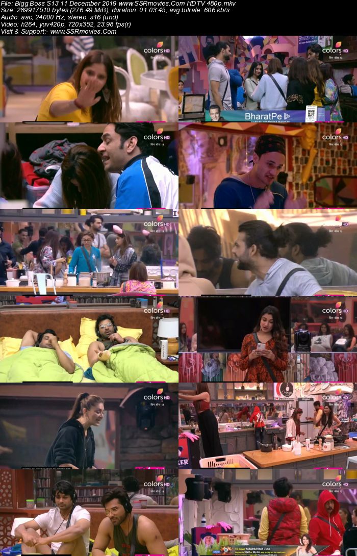 Bigg Boss S13 11 December 2019 HDTV 720p 480p 200MB Download