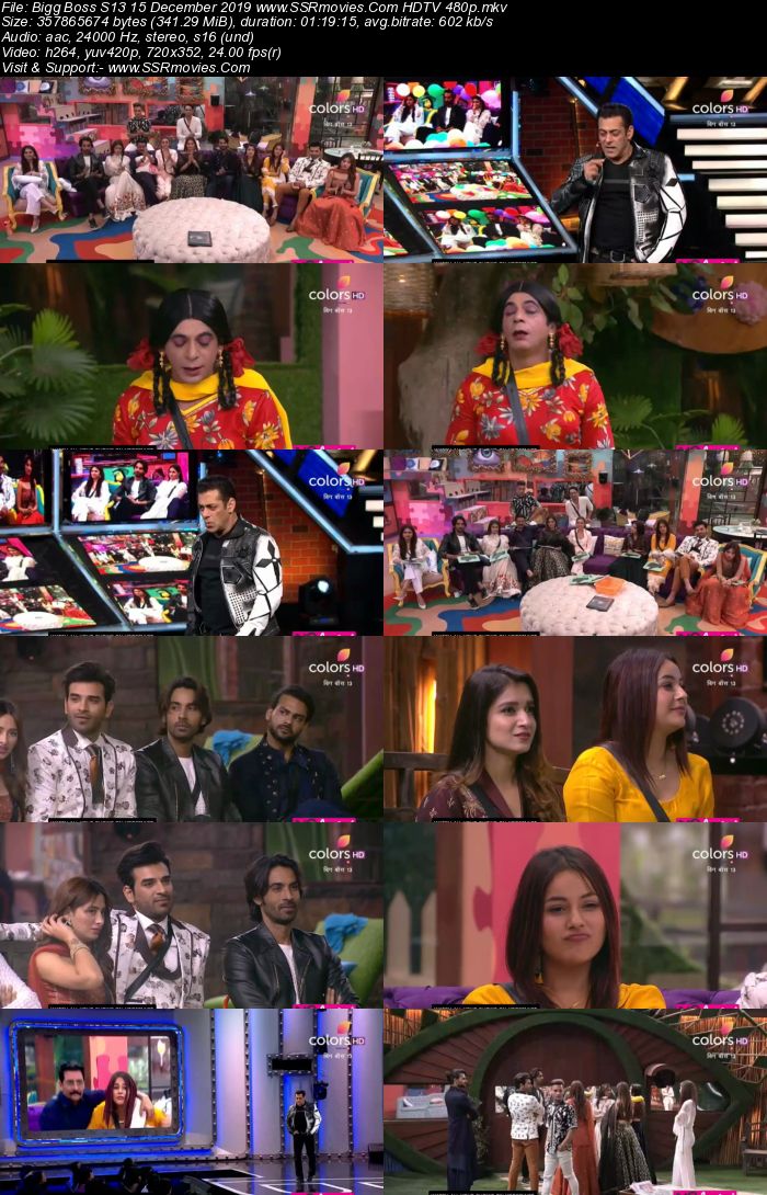 Bigg Boss S13 15 December 2019 HDTV 720p 480p 200MB Download