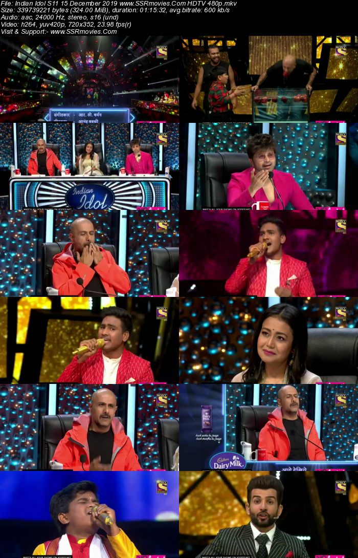 Indian Idol S11 15 December 2018 HDTV 480p x264 300MB Download