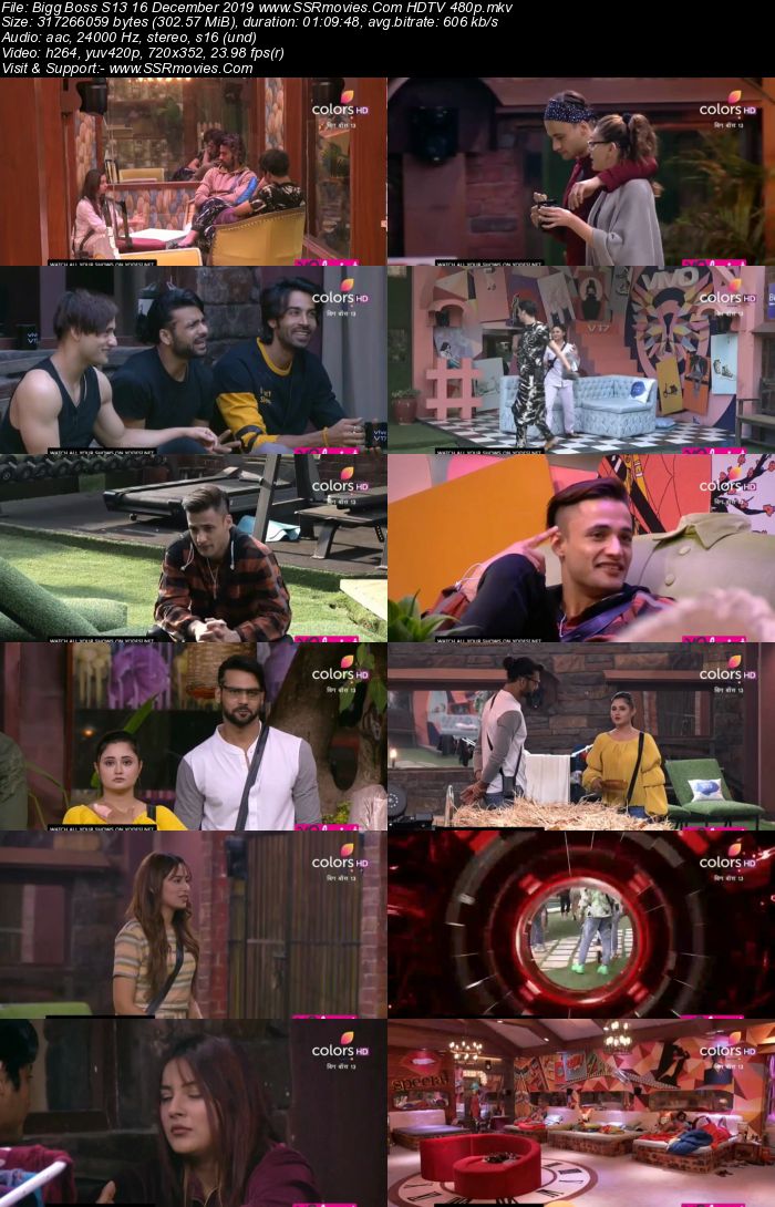 Bigg Boss S13 16 December 2019 HDTV 720p 480p 200MB Download