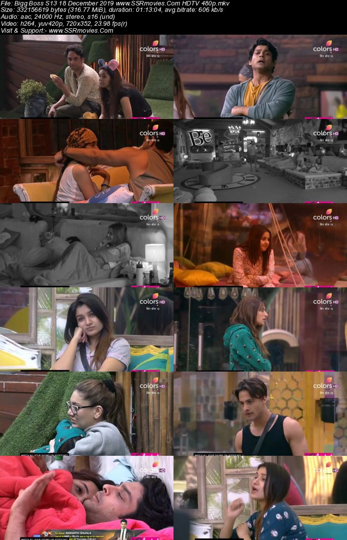 Bigg Boss S13 18 December 2019 HDTV 720p 480p 200MB Download