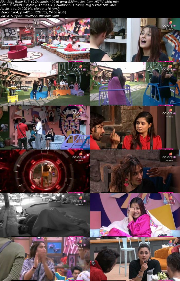 Bigg Boss S13 19 December 2019 HDTV 720p 480p 200MB Download