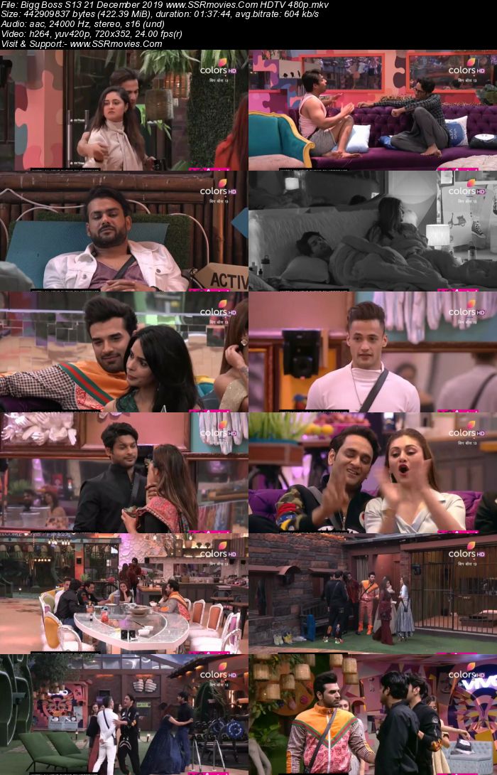 Bigg Boss S13 21 December 2019 HDTV 720p 480p 200MB Download